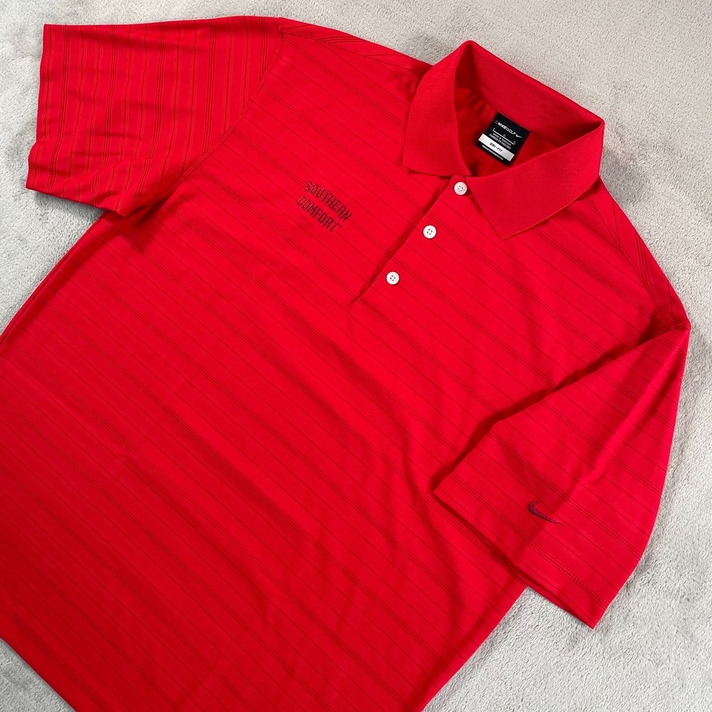 Nike Golf Dri-FIT Tech Tonal Band Polo Shirt Men Sport Red Southern Comfort NWOT
